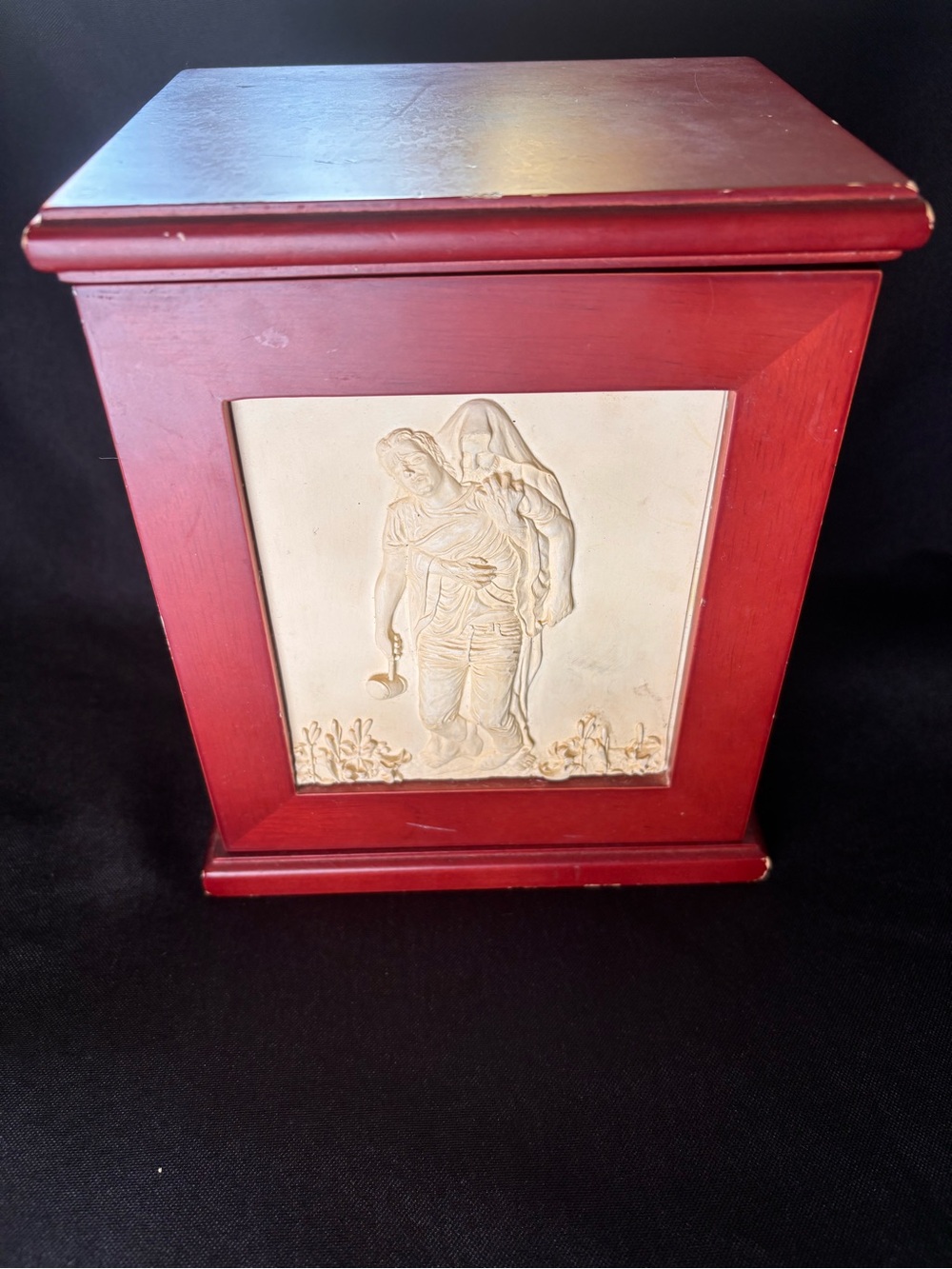 Vintage Forgiven Prayer Box Decorative Wooden Box with Relief Panel